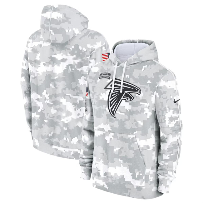 Youth White/Gray Atlanta Falcons 2024 Salute To Service Pullover Hoodie